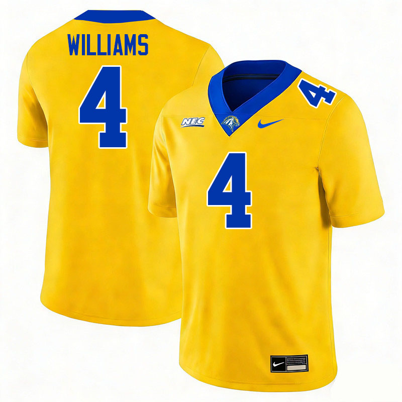 New Haven Chargers #4 Brodie Williams College Football Jerseys,Uniforms Stitched-Gold